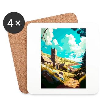 St. Agnes England Vintage Reiseposter Souvenir - Untersetzer (4er-Set) - Weiß - Vorne