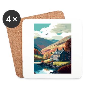 Grasmere Angleterre Vintage voyage affiche Souvenir - Dessous de verre (lot de 4) - blanc - Devant