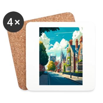 Cambridge England Vintage Travel Poster Souvenir - Coasters (set of 4) - white - Front