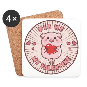 Piggy Valentine - Coasters (set of 4) - white - Front