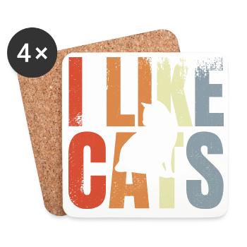 Cat Lovers - Coasters (set of 4) - white - Front