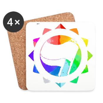 RAINBOW COLORFUL ANTI-FASCIST - Coasters (set of 4) - white - Front