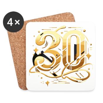 30 ans Gold Graffiti 30e cadeau d’anniversaire - Dessous de verre (lot de 4) - blanc - Devant
