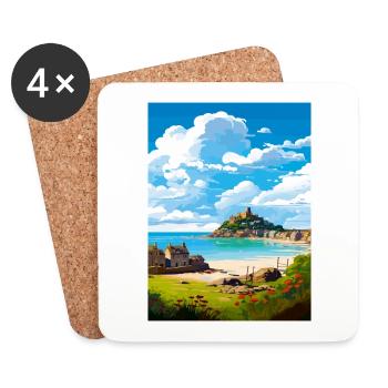 Marazion Cornwall Vintage voyage affiche Souvenir - Dessous de verre (lot de 4) - blanc - Devant