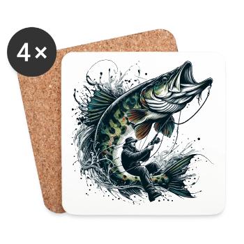 Cadeau de pêche Pike - Dessous de verre (lot de 4) - blanc - Devant