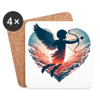 Valentinstags-Amor schießt direkt ins Herz - Untersetzer (4er-Set) - Weiß - Vorne