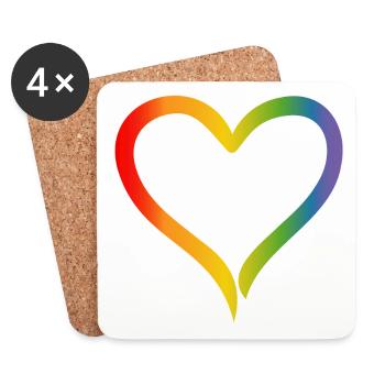 Regenbogen Herz LGBT lgbt tshirt - Untersetzer (4er-Set) - Weiß - Vorne