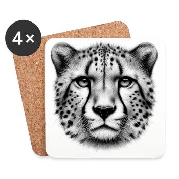 Gepard - Untersetzer (4er-Set) - Weiß - Vorne