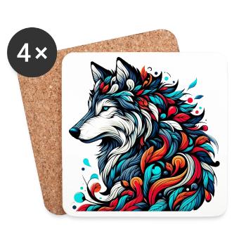 Loup - Dessous de verre (lot de 4) - blanc - Devant