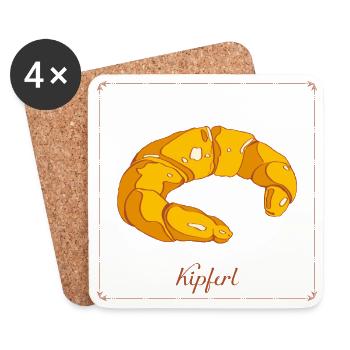 Croissants pour le petit-déjeuner croustillants, élégants et sucrés - Dessous de verre (lot de 4) - blanc - Devant
