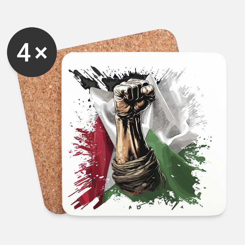 free palestine Faust Flagge Gaza - Untersetzer (4er-Set) - Weiß
