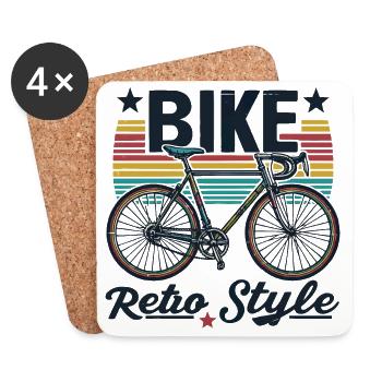 Retro Bike Design with Vibrant Stripes - Coasters (set of 4) - white - Front