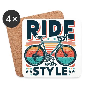 Fahren Sie mit Stil Fahrraddesign - Untersetzer (4er-Set) - Weiß - Vorne