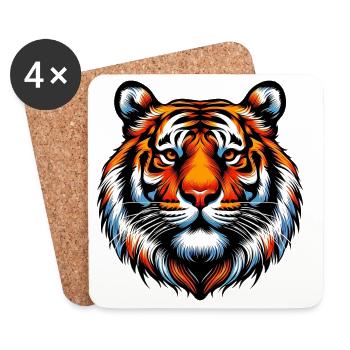 Tiger - Untersetzer (4er-Set) - Weiß - Vorne