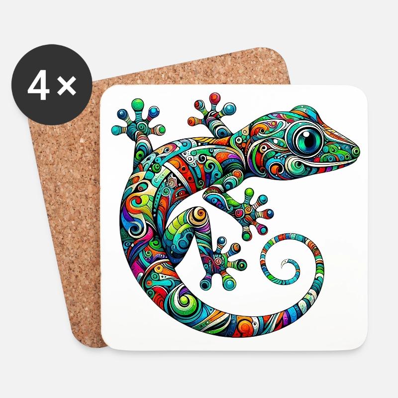 Gecko - Untersetzer (4er-Set) - Weiß