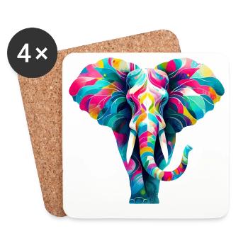 Éléphant - Dessous de verre (lot de 4) - blanc - Devant