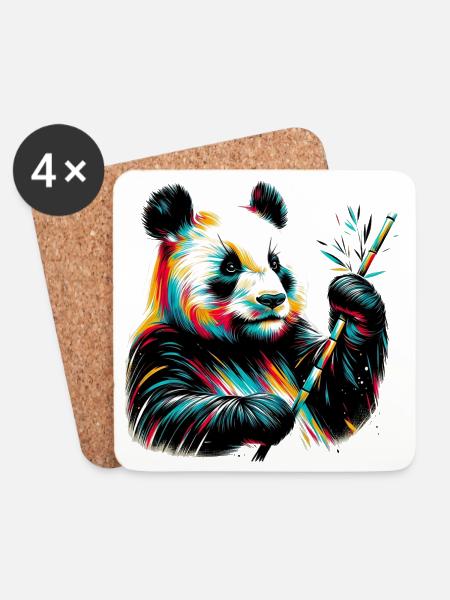 Panda - Untersetzer (4er-Set) - Weiß