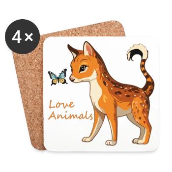 L’amour des animaux - Dessous de verre (lot de 4) - blanc - Devant