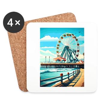 Santa Monica Kalifornien Vintage Reiseposter WPA - Untersetzer (4er-Set) - Weiß - Vorne