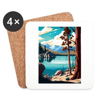 Big Bear Lake California Vintage Travel Poster WPA - Coasters (set of 4) - white - Front