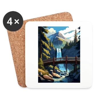 Cascade Falls Kalifornien Vintage Reiseposter WPA - Untersetzer (4er-Set) - Weiß - Vorne