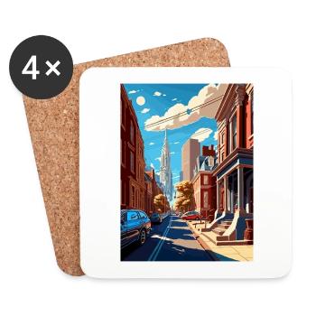 Philadelphia Pennsylvania Vintage Reiseposter - Untersetzer (4er-Set) - Weiß - Vorne