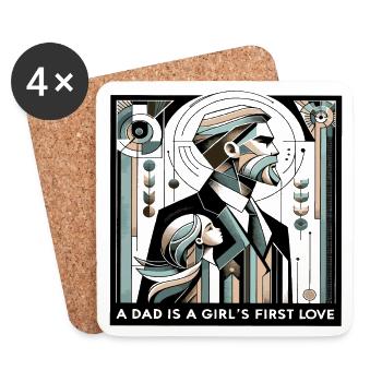 Un papa est le premier ami d’une fille - Dessous de verre (lot de 4) - blanc - Devant