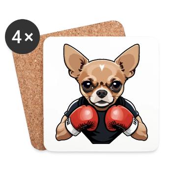 Chihuahua Boxer - Untersetzer (4er-Set) - Weiß - Vorne