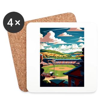Cooperstown New York State Vintage Travel Poster - Coasters (set of 4) - white - Front