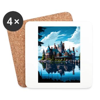Boldt Castle New York État Vintage affiche de voyage - Dessous de verre (lot de 4) - blanc - Devant
