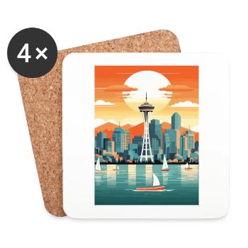 Vancouver Kanada Dekoration Vintage Reiseposter - Untersetzer (4er-Set) - Weiß - Vorne