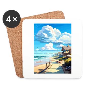 Affiche de voyage Vintage de Salt Creek Beach en Californie - Dessous de verre (lot de 4) - blanc - Devant