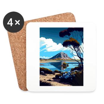 Morro Bay State Beach Californie affiche de voyage - Dessous de verre (lot de 4) - blanc - Devant