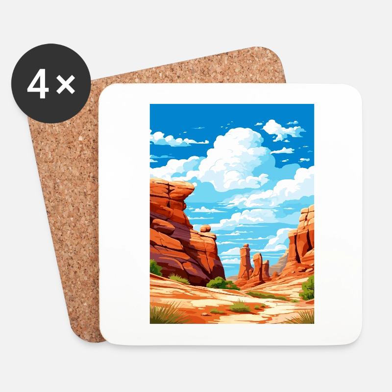 Große Treppe Utah Wüste Vintage Reiseposter - Untersetzer (4er-Set) - Weiß