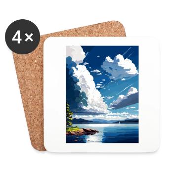 Lake Champlain New York State Travel Poster - Coasters (set of 4) - white - Front