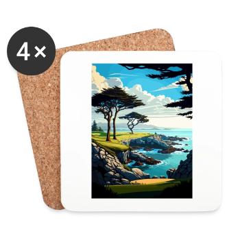 Cypress Point Club Californie affiche de voyage - Dessous de verre (lot de 4) - blanc - Devant
