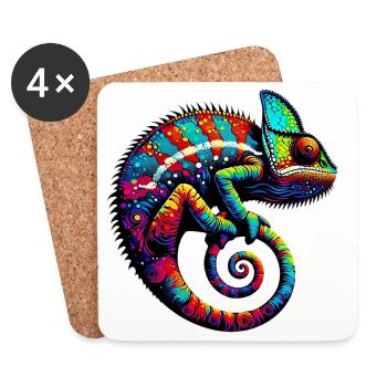Caméléon - Dessous de verre (lot de 4) - blanc - Devant