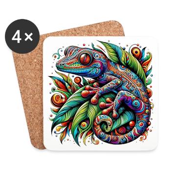 Gecko - Dessous de verre (lot de 4) - blanc - Devant