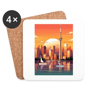 Toronto Kanada Dekoration Vintage Reiseposter - Untersetzer (4er-Set) - Weiß - Vorne