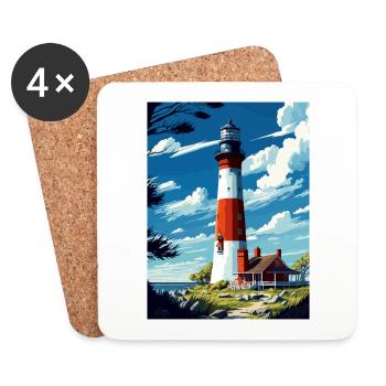 Long Island New York State Vintage Travel Poster - Coasters (set of 4) - white - Front