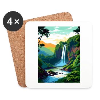 Akaka Falls State Park Hawaii Reiseposter - Untersetzer (4er-Set) - Weiß - Vorne