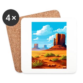 Monument Valley Arizona Desert Travel Poster - Coasters (set of 4) - white - Front