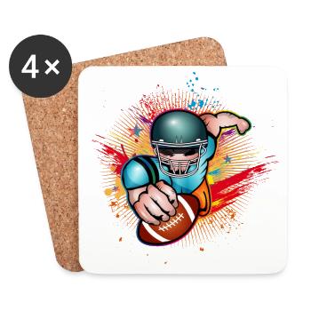Joueur de football avec un ballon de football dans le style graffiti - Dessous de verre (lot de 4) - blanc - Devant