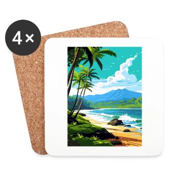 Waianapanapa Hawaii Vintage Reiseposter Souvenir - Untersetzer (4er-Set) - Weiß - Vorne