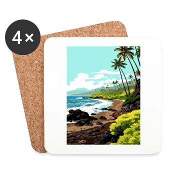 Waianapanapa Hawaii Vintage Reiseposter Souvenir - Untersetzer (4er-Set) - Weiß - Vorne