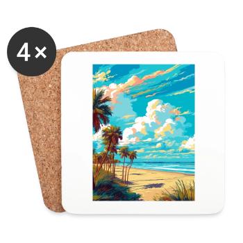 Cocoa Beach Florida Vintage Reiseposter Souvenir - Untersetzer (4er-Set) - Weiß - Vorne