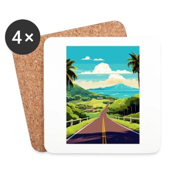 Road To Hana Hawaii Vintage voyage affiche Souvenir - Dessous de verre (lot de 4) - blanc - Devant