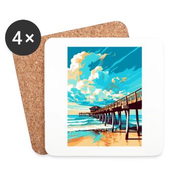 Cocoa Beach Florida Vintage Reiseposter Souvenir - Untersetzer (4er-Set) - Weiß - Vorne