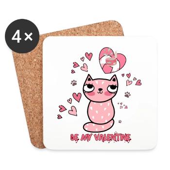 Cat heart Valentine's design with love - Coasters (set of 4) - white - Front