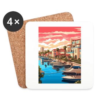 San Diego Californie Vintage voyage affiche WPA Art - Dessous de verre (lot de 4) - blanc - Devant
